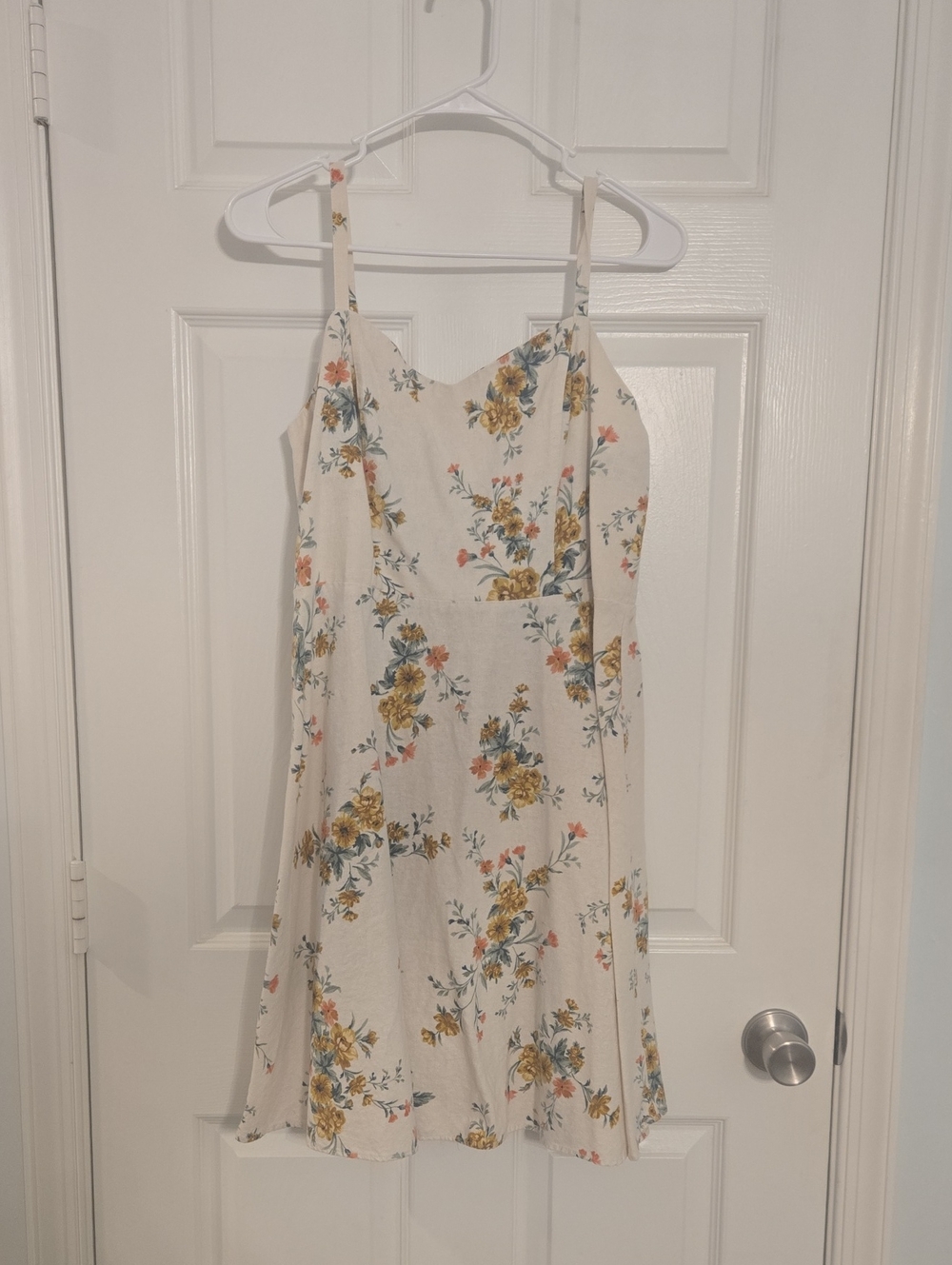 Old Navy Cream Floral Mini Dress with Yellow & Blue Bouquet